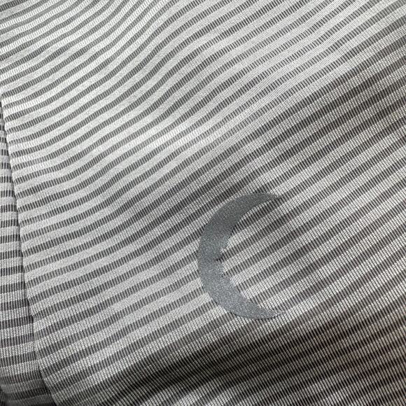 Zyia Active V Neck Long Sleeve Workout Top Striped Logo Pullover Gray Large - Picture 2 of 4